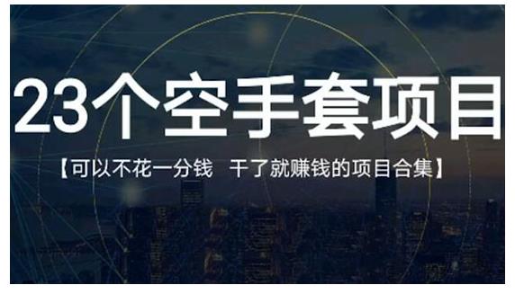 23个空手套项目大合集，0成本0投入，干了就赚钱纯空手套生意经-星璨学社