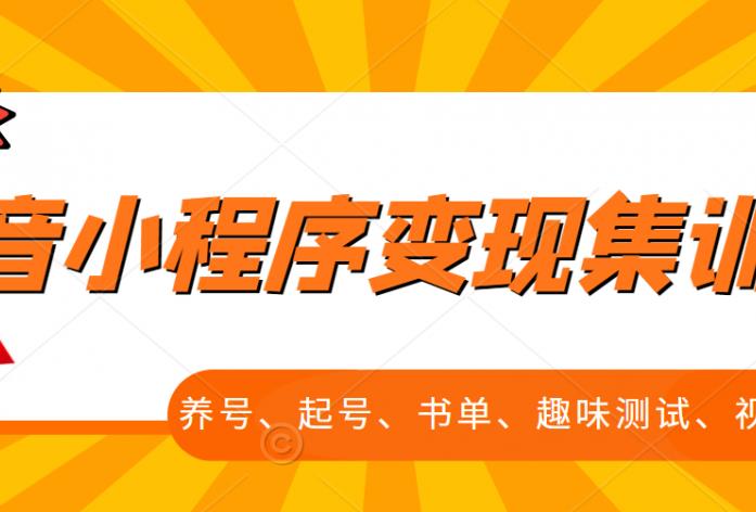 抖音小程序变现集训课，养号、起号、书单、趣味测试、视频剪辑，全套流程-星璨学社