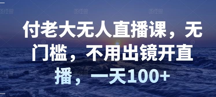 付老大无人直播课，无门槛，不用出镜开直播，一天100-星璨学社