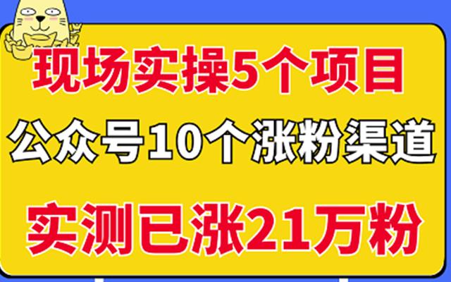 现场实操5个公众号项目，10个涨粉渠道，实测已涨21万粉！-星璨学社
