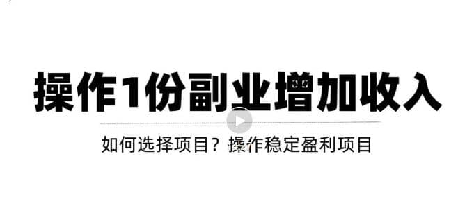 新手如何通过操作副业增加收入，从项目选择到玩法分享！【视频教程】-星璨学社