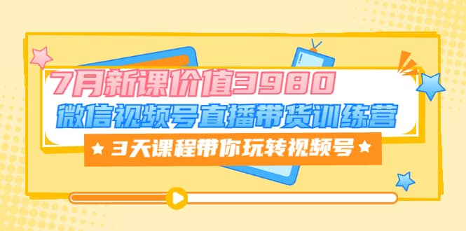 微信视频号直播带货训练营，3天课程带你玩转视频号：7月新课价值3980-星璨学社