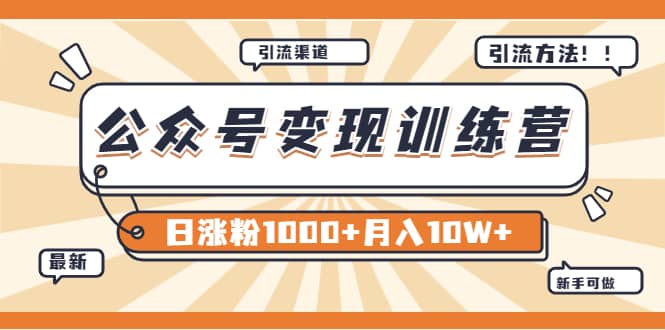 【某公众号变现营第二期】0成本日涨粉1000 让你月赚10W （8月24号更新）-星璨学社