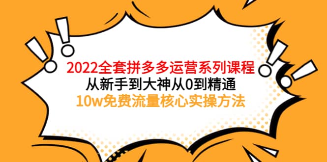 2022全套拼多多运营课程，从新手到大神从0到精通，10w免费流量核心实操方法-星璨学社