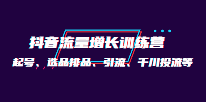 月销1.6亿实操团队·抖音流量增长训练营：起号、选品排品、引流 千川投流等-星璨学社