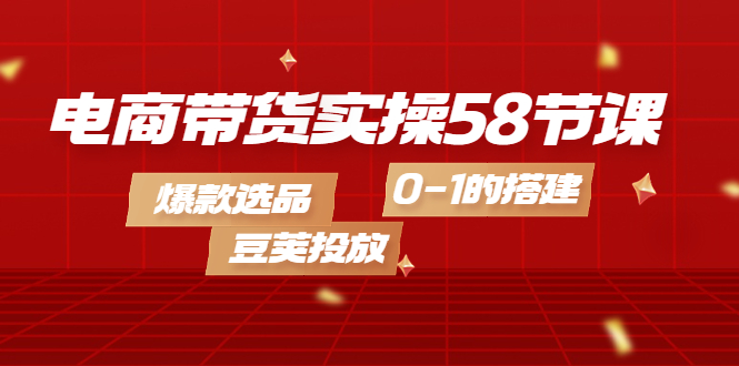 电商带货实操58节课，爆款选品，豆荚投放，0-1的搭建-星璨学社