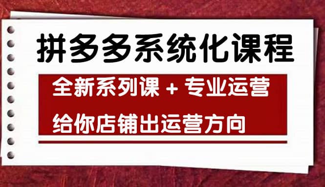 车神陪跑，拼多多系统化课程，全新系列课 专业运营给你店铺出运营方向-星璨学社