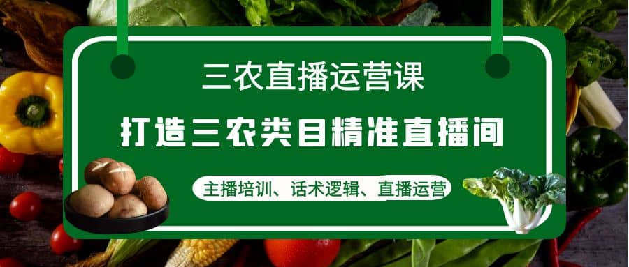 三农直播运营课：打造三农类目精准直播间，主播培训、话术逻辑、直播运营-星璨学社