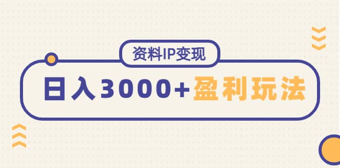 资料IP变现，持续性盈利玩法-星璨学社