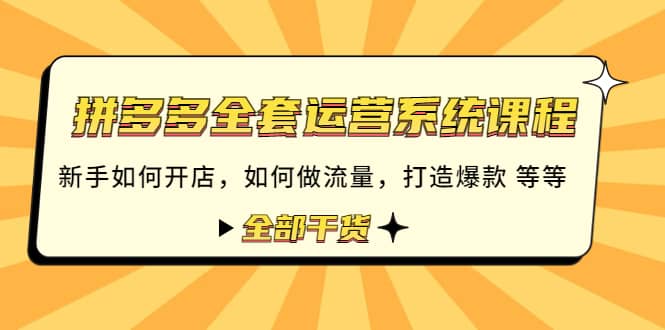 拼多多全套运营系统课程：新手如何开店 如何做流量 打造爆款 等等 全部干货-星璨学社