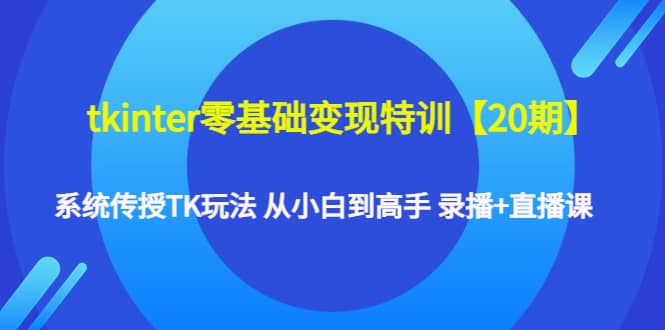 tkinter零基础变现特训【20期】系统传授TK玩法 从小白到高手 录播 直播课-星璨学社