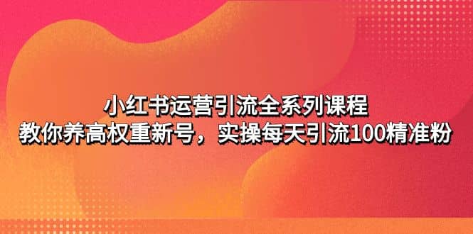 小红书运营引流全系列课程：教你养高权重新号-星璨学社