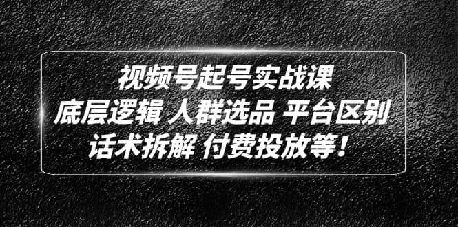 视频号起号实战课：底层逻辑 人群选品 平台区别 话术拆解 付费投放等-星璨学社