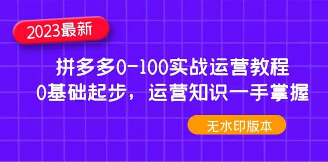 2023拼多多0-100实战运营教程，0基础起步，运营知识一手掌握（无水印）-星璨学社