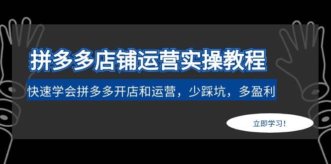 拼多多店铺运营实操教程：快速学会拼多多开店和运营，少踩坑，多盈利-星璨学社