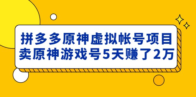 外面卖2980的拼多多原神虚拟帐号项目-星璨学社