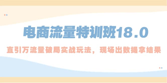 电商流量特训班18.0，直引万流量破局实操玩法，现场出数据拿结果-星璨学社
