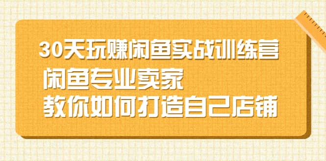 30天玩赚闲鱼实战训练营，闲鱼专业卖家教你如何打造自己店铺-星璨学社