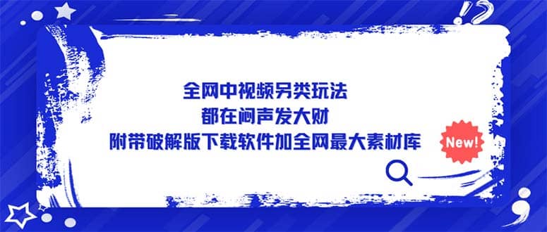 全网中视频另类玩法，都在闷声发大财，附带下载软件加全网最大素材库-星璨学社