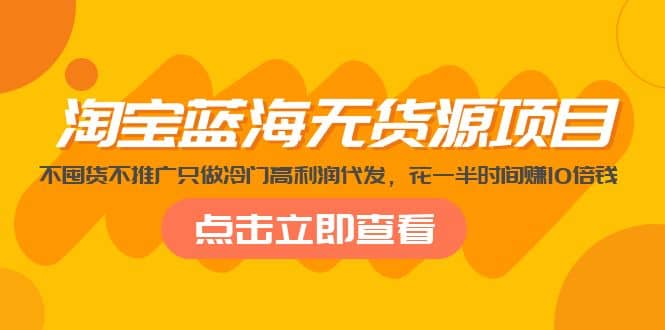 淘宝蓝海无货源项目，不囤货不推广只做冷门高利润代发-星璨学社