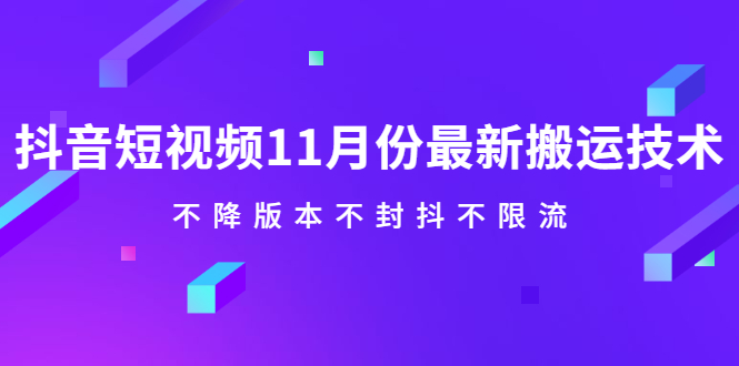 抖音短视频11月份最新搬运技术，不降版本不封抖不限流！【视频课程】-星璨学社