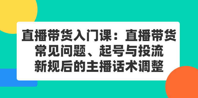 直播带货入门课：直播带货常见问题、起号与投流、新规后的主播话术调整-星璨学社