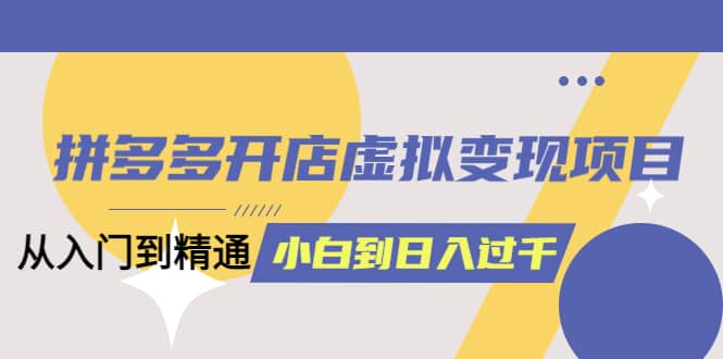 拼多多开店虚拟变现项目：入门到精通 从小白到日入1000（完整版）4月10更新-星璨学社