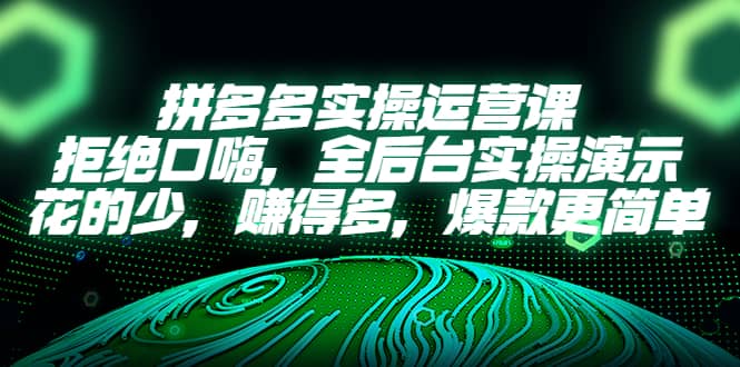 拼多多实操运营课：拒绝口嗨，全后台实操演示，花的少，赚得多，爆款更简单-星璨学社