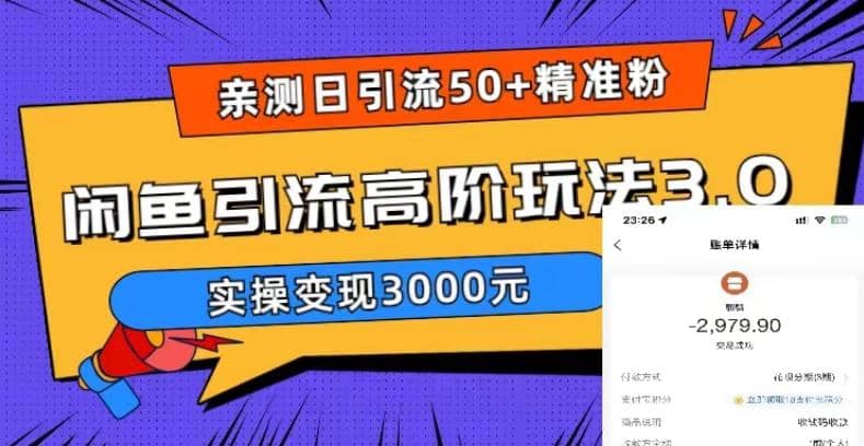 实测日引50 精准粉，闲鱼引流高阶玩法3.0，实操变现3000元-星璨学社