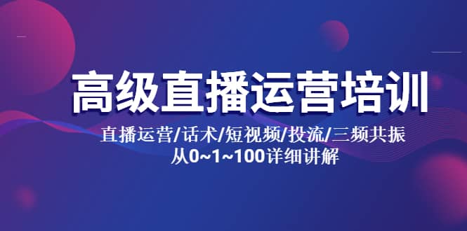 高级直播运营培训 直播运营/话术/短视频/投流/三频共振 从0~1~100详细讲解-星璨学社