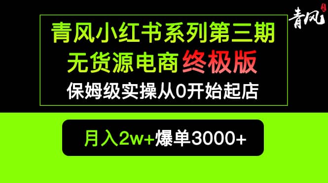 小红书无货源电商爆单终极版【视频教程 实战手册】保姆级实操从0起店爆单-星璨学社