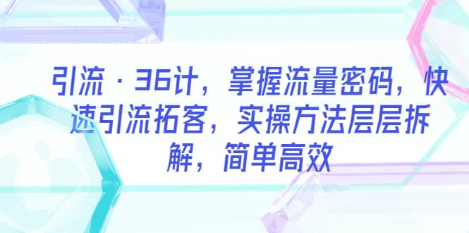 引流·36计，掌握流量密码，快速引流拓客，实操方法层层拆解，简单高效-星璨学社