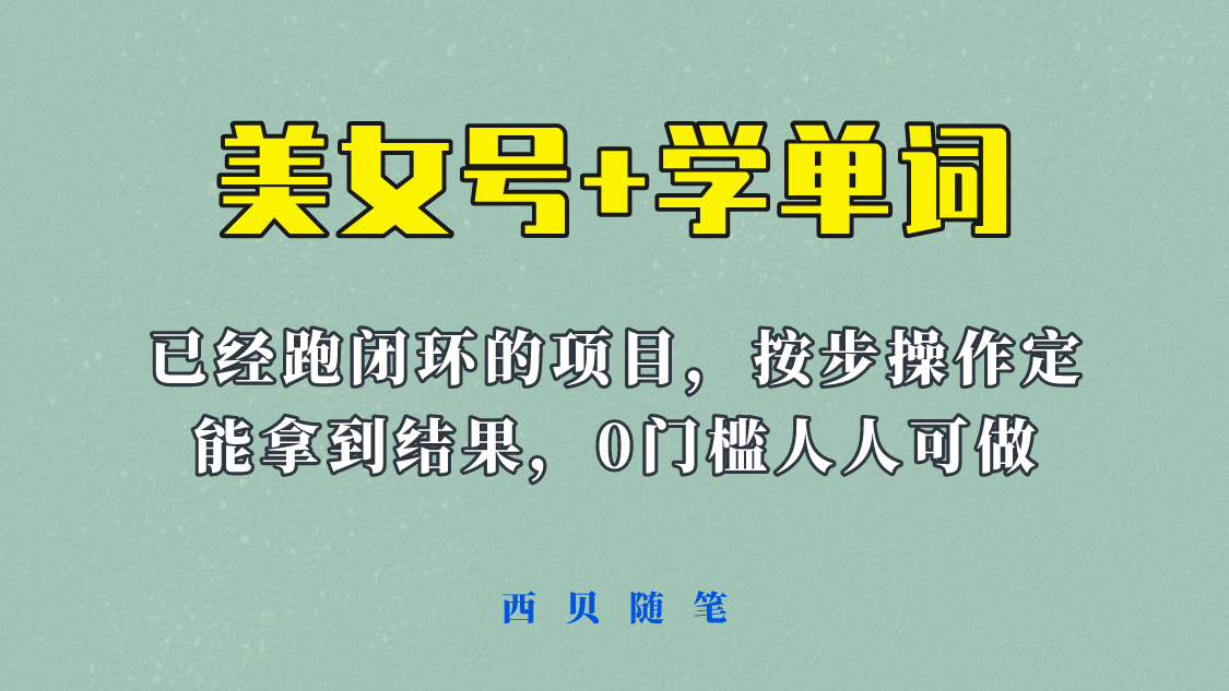 《美女号 学单词》玩法，信息差而已 课程拆开揉碎了和大家去讲 (教程 素材)-星璨学社
