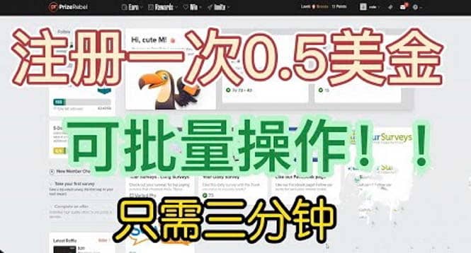 国外项目注册一次0.5美金 只需三分钟无脑操作 可批量放大 小白工作室福利-星璨学社