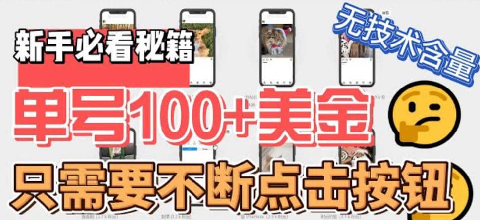 最新无脑只需不断点击按钮，单号100美金暴利项目，可批量操作-星璨学社