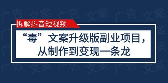 拆解抖音短视频：“毒”文案升级版副业项目，从制作到变现（教程 素材）-星璨学社