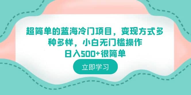 超简单的蓝海冷门项目，变现方式多种多样，小白无门槛操作日入500 很简单-星璨学社