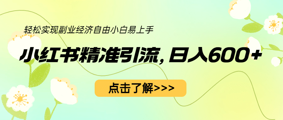 小红书精准引流，小白日入600 ，轻松实现副业经济自由（教程 1153G资源）-星璨学社