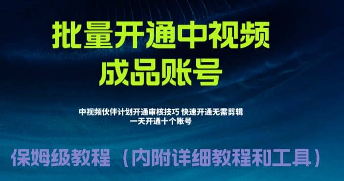 外面收费1980暴力开通中视频计划教程，附 快速通过中视频伙伴计划的办法-星璨学社