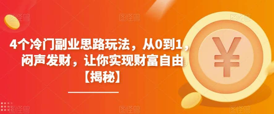 4个冷门副业思路玩法，从0到1，闷声发财，让你实现财富自由【揭秘】-星璨学社
