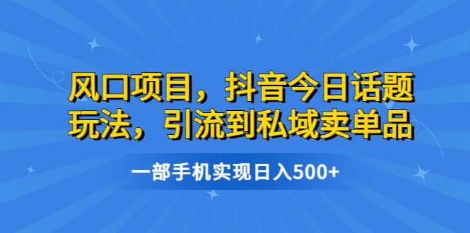 风口项目，抖音今日话题玩法，引流到私域卖单品，一部手机实现日入500-星璨学社