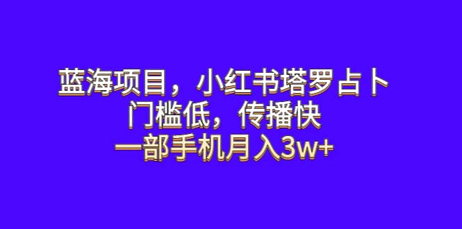 蓝海项目，小红书塔罗占卜，门槛低，传播快，一部手机月入3w-星璨学社