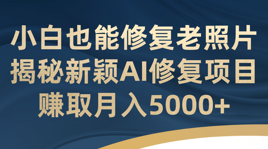 小白也能修复老照片！揭秘新颖AI修复项目，赚取月入5000-星璨学社
