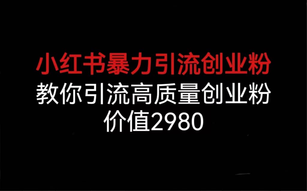 小红书暴力引流创业粉，教你引流高质量创业粉，价值2980-星璨学社