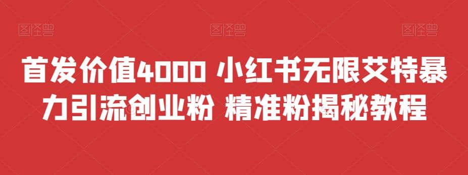 首发价值4000 小红书无限艾特暴力引流创业粉 精准粉揭秘教程-星璨学社