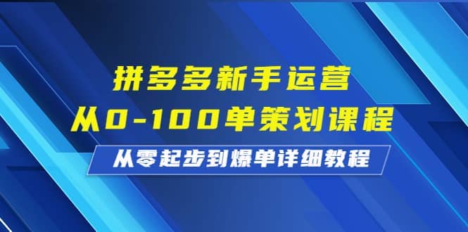 拼多多新手运营从0-100单策划课程，从零起步到爆单详细教程-星璨学社