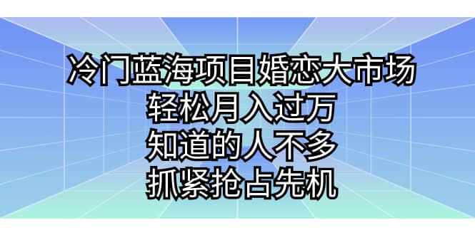 冷门蓝海项目婚恋大市场，轻松月入过万，知道的人不多，抓紧抢占先机-星璨学社