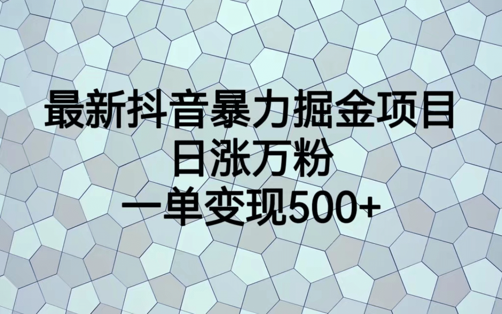 最火热的抖音暴力掘金项目，日涨万粉，多种变现方式，一单变现可达500-星璨学社