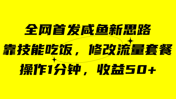 咸鱼冷门新玩法，靠“技能吃饭”，修改流量套餐，操作1分钟，收益50-星璨学社