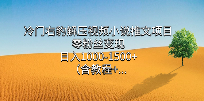 冷门右豹解压视频小说推文项目，零粉丝变现，日入1000-1500 （含教程）-星璨学社